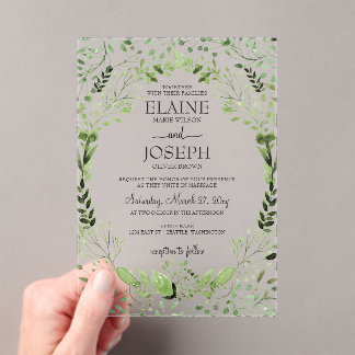 Glam Greenery wedding invitations