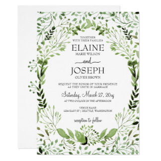 Glam Greenery wedding invitations