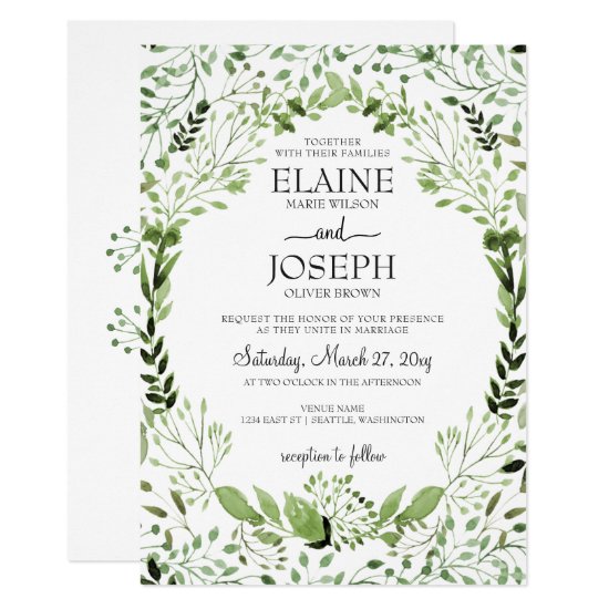 Glam Greenery wedding invitations