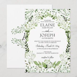 Glam Greenery wedding invitations