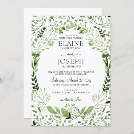 Glam Greenery Wedding Invitations