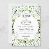 Glam Greenery wedding invitations (Front)