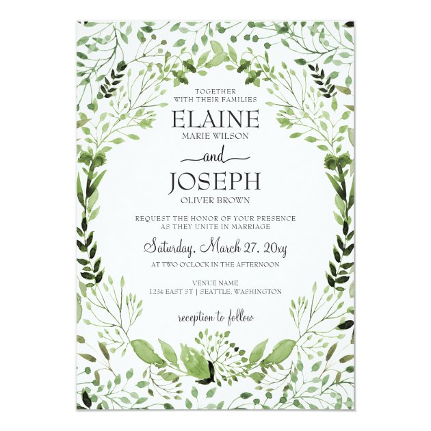 Glam Greenery Wedding Invitations