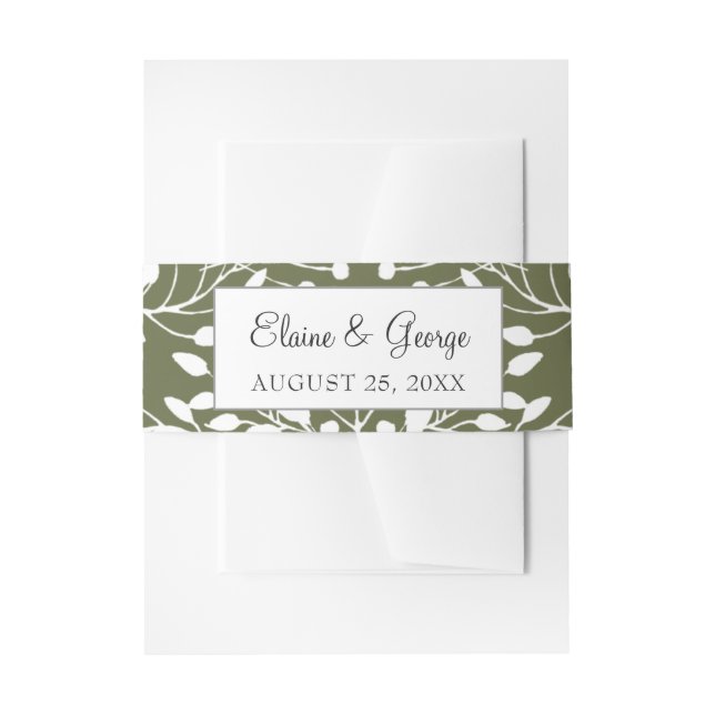 Glam Greenery wedding invitations belly band (Front Example)