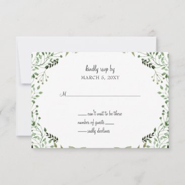 Glam Greenery wedding invitations rsvp