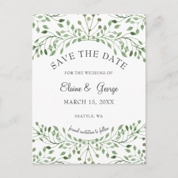 Glam Greenery wedding save the date cards
