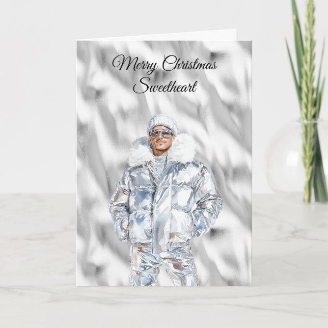 Glam Guy Silver Christmas Card (Front)