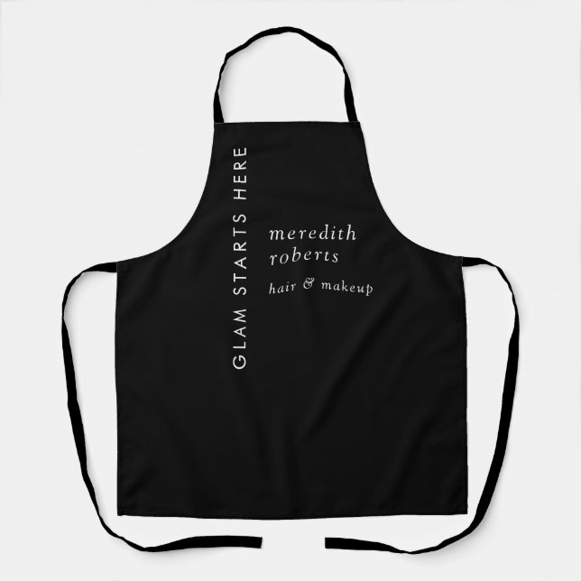 Glam Hair and Makeup Black and White Apron (Front)