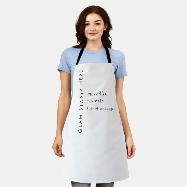Glam Hair and Makeup Black White Salon Apron (Worn)