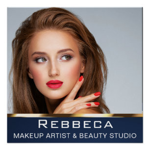 Glam Hair & Makeup Artist Beauty Salon blue Poster