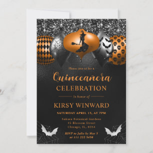 Glam Halloween Ornaments Quinceanera Invitation