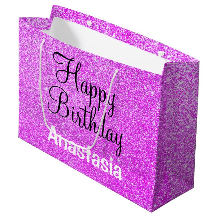 purple glitter gift bags