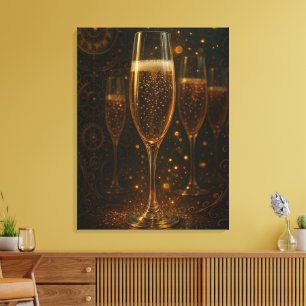 Glam Happy New Year Steampunk Champagne  Canvas Print