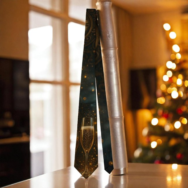 Glam Happy New Year Steampunk Champagne  Neck Tie (Creator Uploaded)