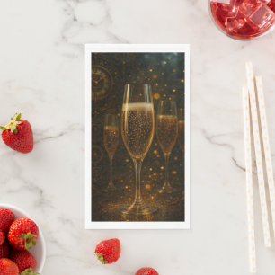 Glam Happy New Year Steampunk Champagne Paper Guest Towels