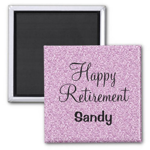 Glam Happy Retirement Purple Glitter Sparkle Magnet