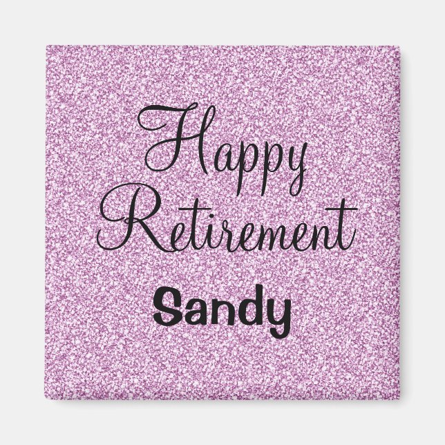 Glam Happy Retirement Purple Glitter Sparkle Magnet (Front)