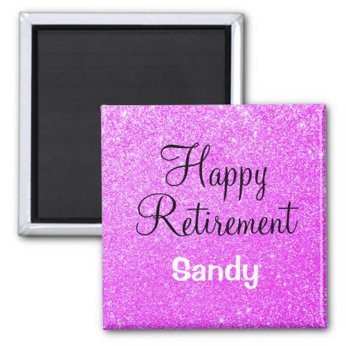 Glam Happy Retirement Purple Glitter Sparkle Magnet