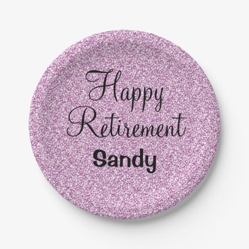 Glam Happy Retirement Purple Glitter Sparkle Paper Plates