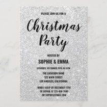 Glam Holiday Christmas Party Silver Glitter Bling Invitation