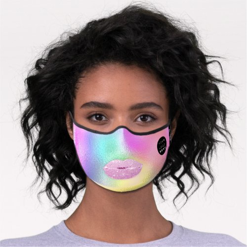 Glam Holograph Aura Kiss Lips Custom Logo Name Premium Face Mask