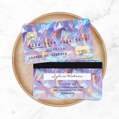 Glam Holograph Iridescent Foil Modern Credit Card