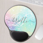 Glam Holographic Glitter Colorful Pretty Pattern Gel Mouse Pad<br><div class="desc">Easily personalize this pretty colorful holographic pastel glitter bokeh background with your custom monogram and/or name.</div>