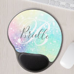 Glam Holographic Glitter Colorful Pretty Pattern Gel Mouse Pad<br><div class="desc">Easily personalize this pretty colorful holographic pastel glitter bokeh background with your custom monogram and/or name.</div>
