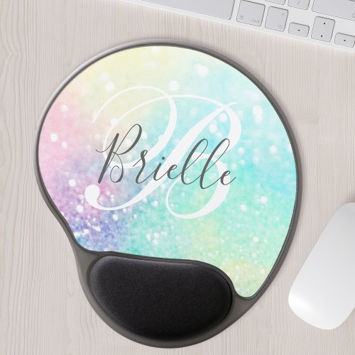 Glam Holographic Glitter Colorful Pretty Pattern Gel Mouse Pad