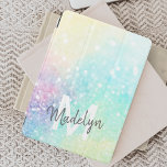 Glam Holographic Glitter Colorful Pretty Pattern iPad Air Cover<br><div class="desc">Easily personalize this pretty colorful holographic pastel glitter bokeh background with your custom monogram and/or name.</div>