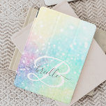 Glam Holographic Glitter Colorful Pretty Pattern iPad Mini Cover<br><div class="desc">Easily personalize this pretty colorful holographic pastel glitter bokeh background with your custom monogram and/or name.</div>