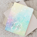 Glam Holographic Glitter Colorful Pretty Pattern iPad Pro Cover<br><div class="desc">Easily personalize this pretty colorful holographic pastel glitter bokeh background with your custom monogram and/or name.</div>