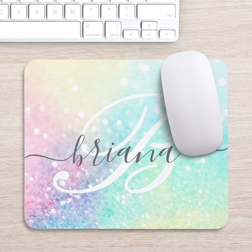 Glam Holographic Glitter Colorful Pretty Pattern Mouse Pad