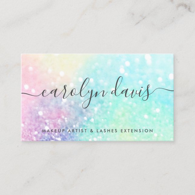Glam Holographic Glitter Iridescent Pretty Pattern Business Card (Front)