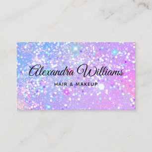 Glam Holographic Glitter Modern Trendy Purple Business Card