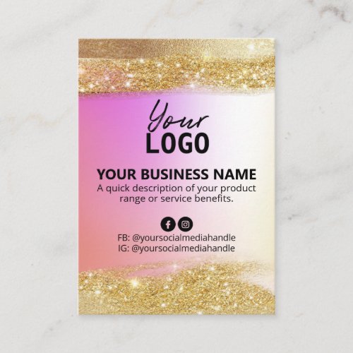 Glam Holographic Gold Product Ingredient List Business Card