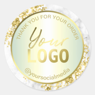 Glam Holographic Marble Thank You Package Classic Round Sticker