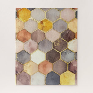 Glam Honey Comb Blush Champagne Abstract Jigsaw Puzzle