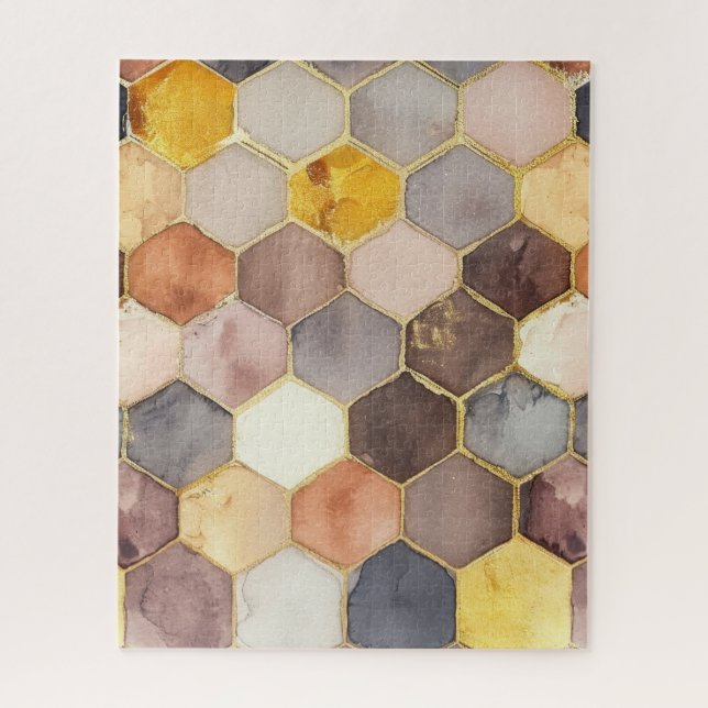 Glam Honey Comb Blush Champagne Abstract Jigsaw Puzzle (Vertical)