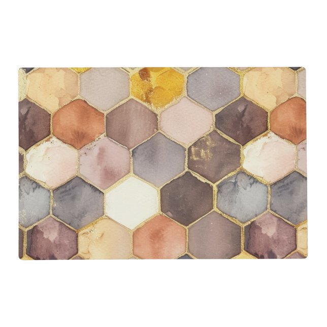 Glam Honey Comb Blush Champagne Abstract Placemat (Front)