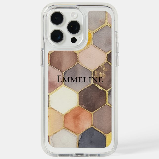 Glam Honey Comb Blush Champagne Abstract Speck iPhone Case (Front (White Titanium))