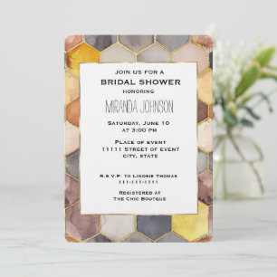 Glam Honey Comb Blush Champagne Bridal Shower Invitation