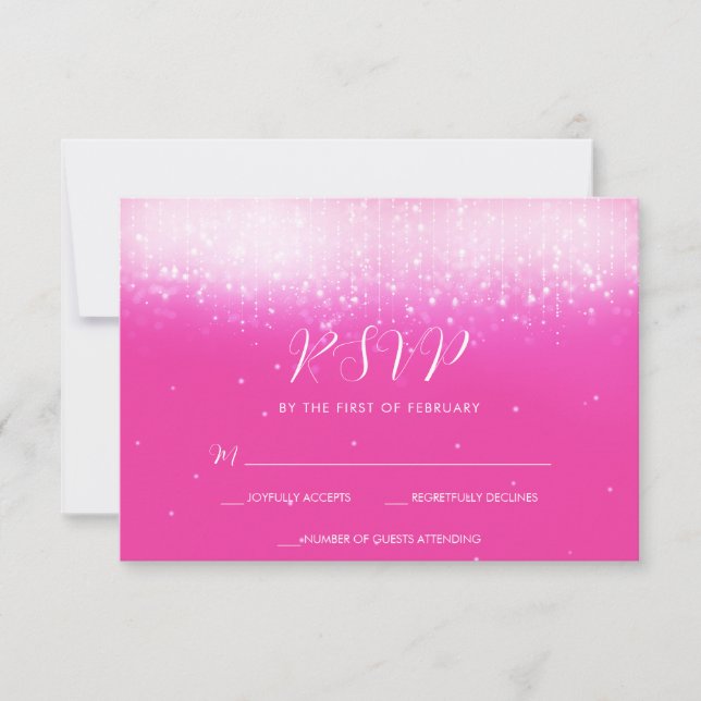 Glam Hot Pink Bat Mitzvah RSVP Card (Front)