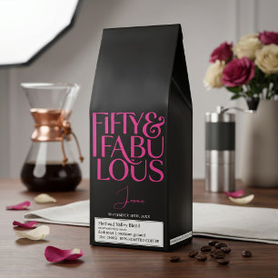 Glam Hot Pink Black Chic 50 & Fabulous Birthday Roasted Coffee