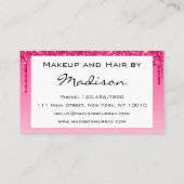 Glam Hot Pink Dripping Glitter Drips Makeup Artist Business Card (Back)