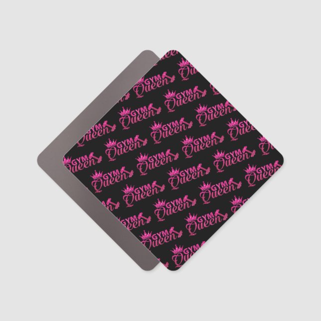 Glam hot pink faux glitter gym queen pattern car magnet (Front)