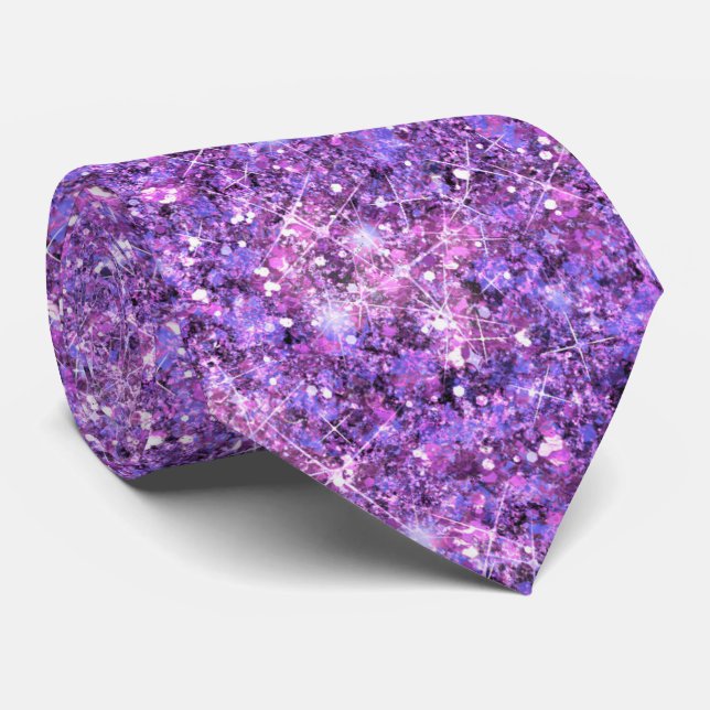 Glam Indigo Purple Glitz Mermaid Glitter Neck Tie (Rolled)