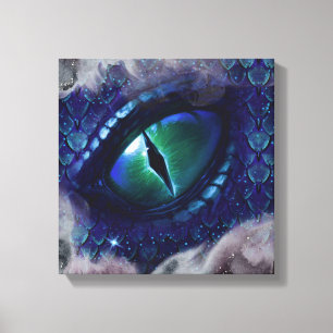 Glam Ink Gothic Blue Medieval Dragon Canvas Print