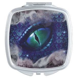 Glam Ink Gothic Blue Medieval Dragon Compact Mirror