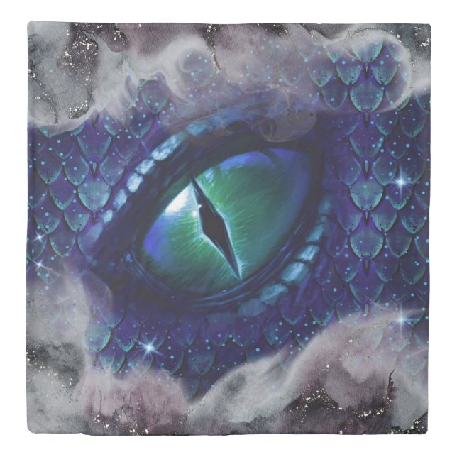Glam Ink Gothic Blue Medieval Dragon Duvet Cover (Front)